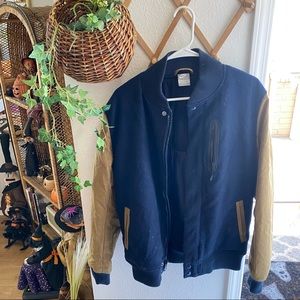 Nike varsity wool leather jacket